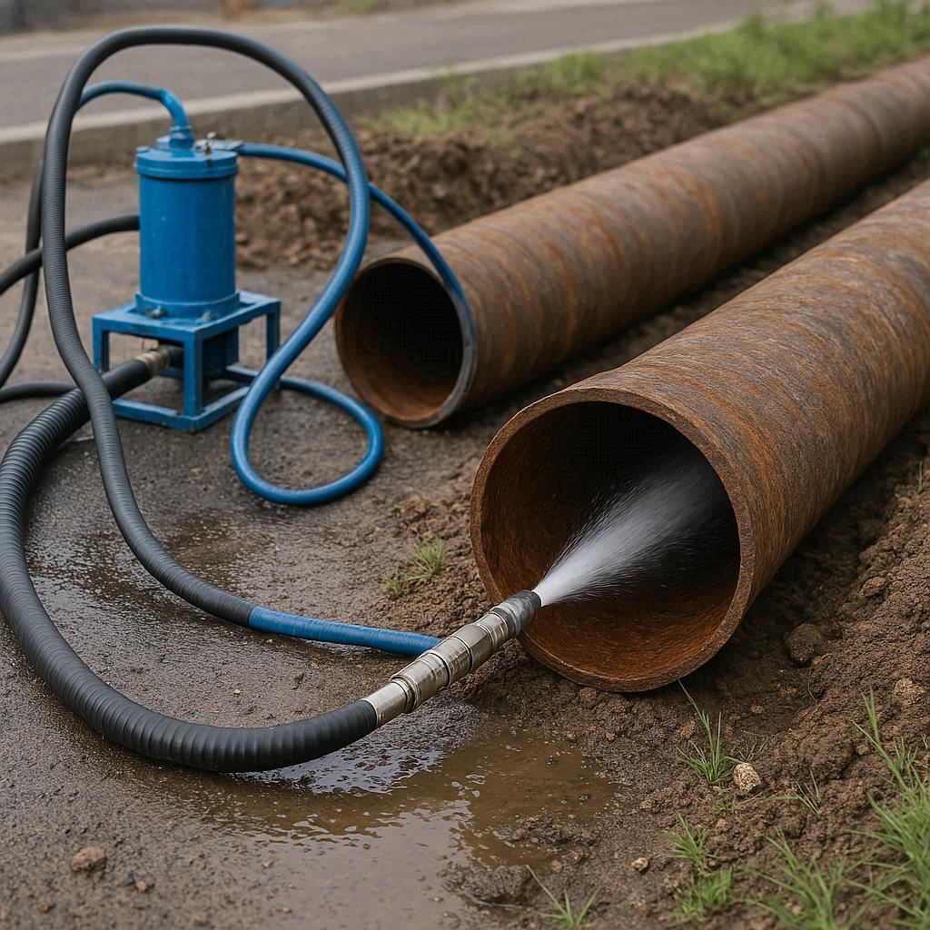 Гидродинамическая прочистка водопроводных труб в Рошале